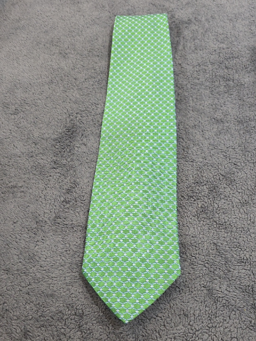 Brooks Brothers 346 Green Blue Geometric Silk Tie 3.75x57 Made in USA